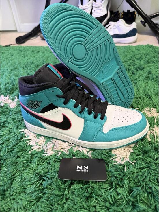 Jordan 1 Mid SE South Beach Turbo Green Retro USED 852542-306 Size 12M main image 5